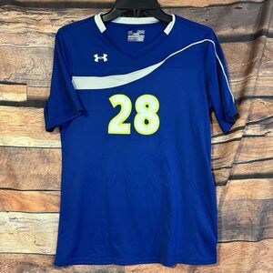 Under Armour Wayland Baptist Pioneers #28 Soccer Jersey Blue White Medium WBU